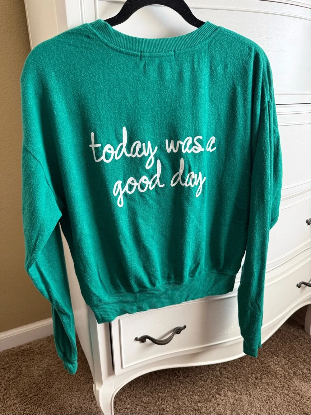 Spiritual Gangster Teal Crewneck Sweater with Maroon Heart - Picture 2 of 3
